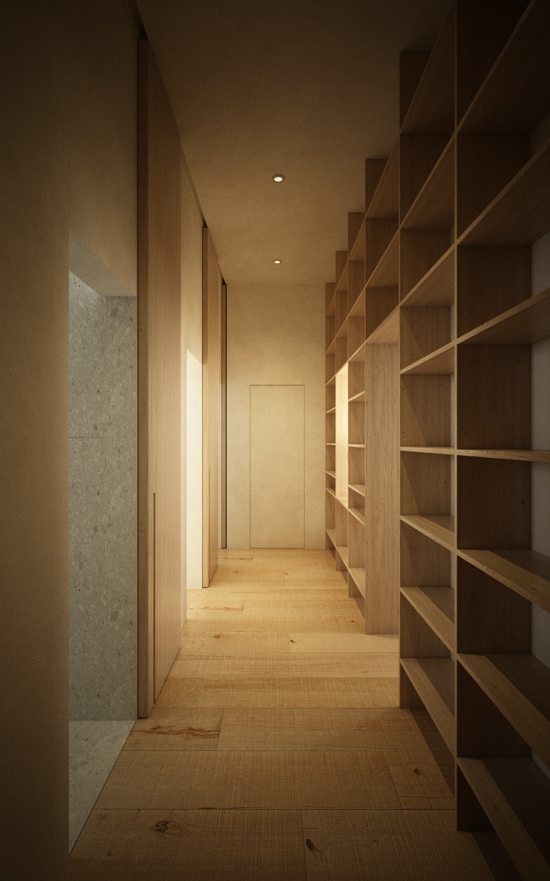 Corridoio in rovere di un appartamento a Firenze fatto dallo studio di interior design Phasma